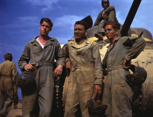 Tank crew standing in front of M-4 tank, Ft. Knox, Kentucky, June, 1942. (Alfred Palmer/OWI/LOC) Tank crew standing in front of M-4 tank, Ft. Knox, Kentucky, June, 1942. (Alfred Palmer/OWI/LOC)