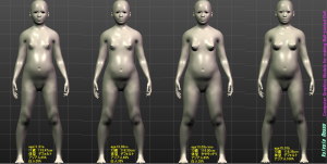 球体関節人形デッサン～ 思春期前後の人体モデルを MakeHuman 1.1.1で制作して、横並びで比較してみた。