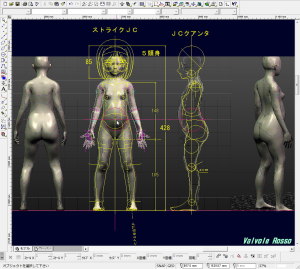 球体関節人形デッサン～ MakeHuman 1.1.1 で制作した14歳日本人モデルをＣＡＤに下絵として読み込んで、腹部球体がうまく配置できるか検討します。
