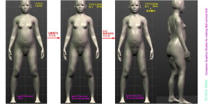 球体関節人形デッサン～ MakeHuman 1.1.1 アジア人６５％白人３５％くらいにして、ボディを細くスリム化してみた。