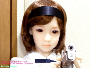 AXB Doll 120cm Body & #50 Head GUNSLINGER GIRL Henrietta Cosplay Ver. ドールアイをフォトショップで黒目にして、瞳の虹彩をあまり目立たないようにしてみた。