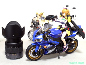 パナソニック ルミックス G VARIO 14-45mm/F3.5-5.6 ASPH/MEGA O.I.S  と フィギュアライズスタンダード あばたーふみな & ウィリー 1/10 ヤマハ YZF-R1オートバイ完成品 & ばくおん!! 鈴乃木凜 & GSX400Sカタナ